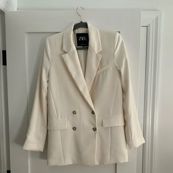Zara Blazer Ivory Double Breasted - Picture 6 of 12